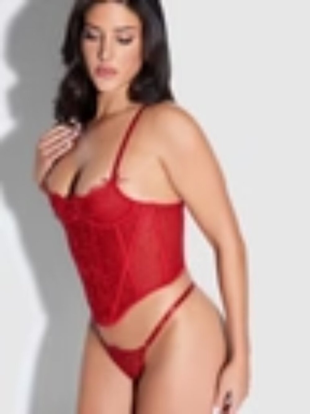 Frederick's of Hollywood Melrose Satin & Lace Underwire Bustier-Crimson Red-NWT